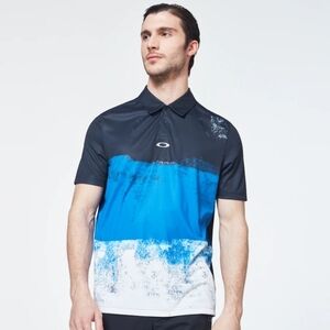Oakley Color Block Shade Polo Golf Shirt Blue Men's Small Athleisure Activewear